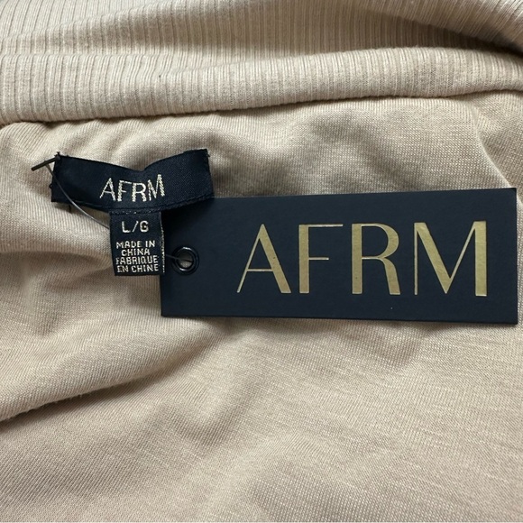 AFRM Cowl Neck Maxi Dress Ribbed SZ Large Sand Party Night Out Lined NWT - Picture 2 of 7